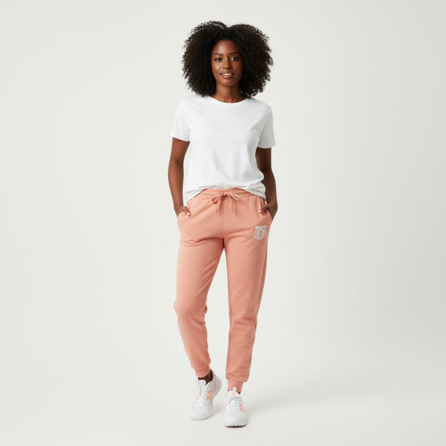 Tigershead Women's White Lightweight Fleece Sweatpants Printify