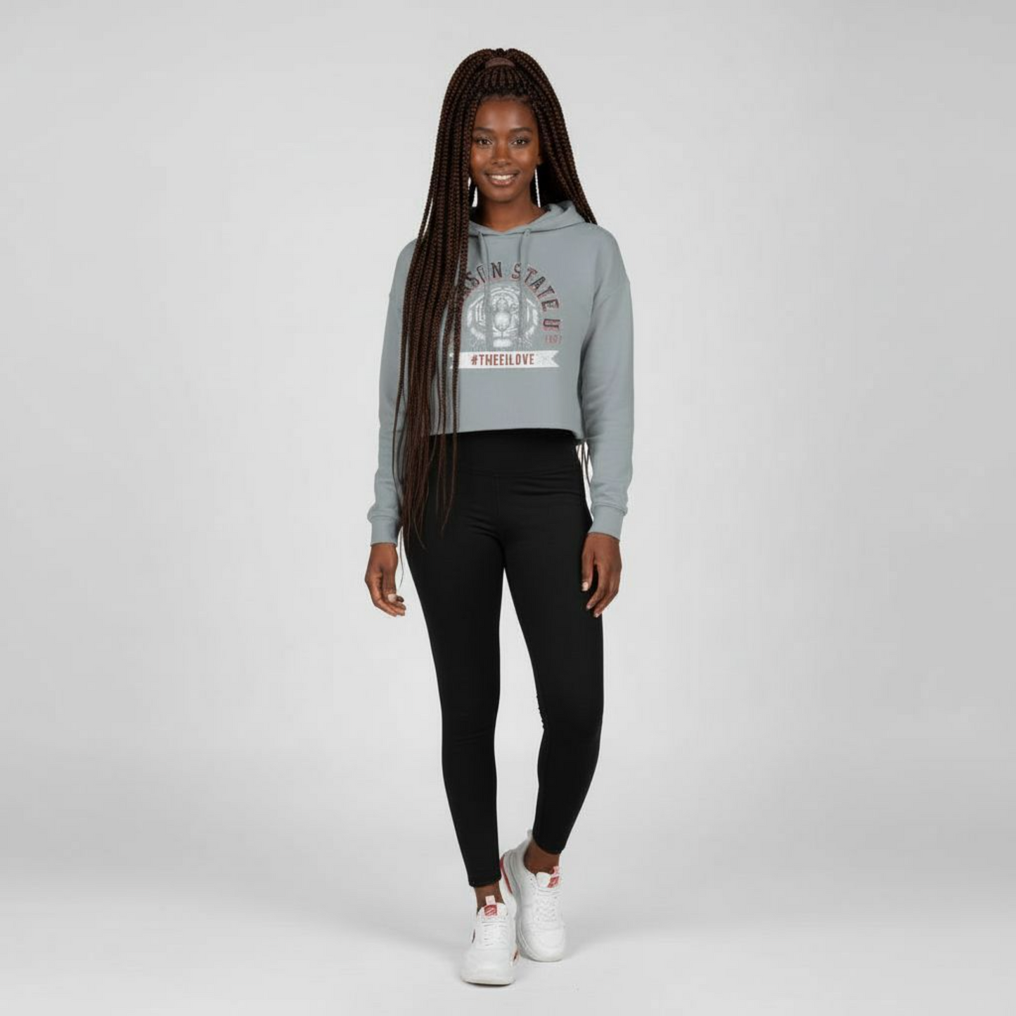 Jackson State Univ #TheeILove Women's White Crop Hoodie Printify