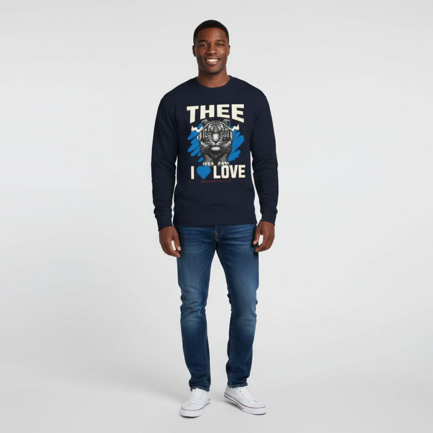 #TheeILove Jackson State U Tigerhead Men's Baby Blue Crewneck Sweatshirt Printify