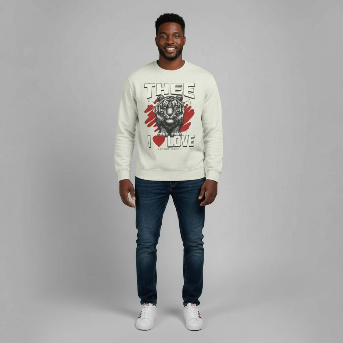 #TheeILove Jackson State U Tigerhead Men's Red Crewneck Sweatshirt Printify
