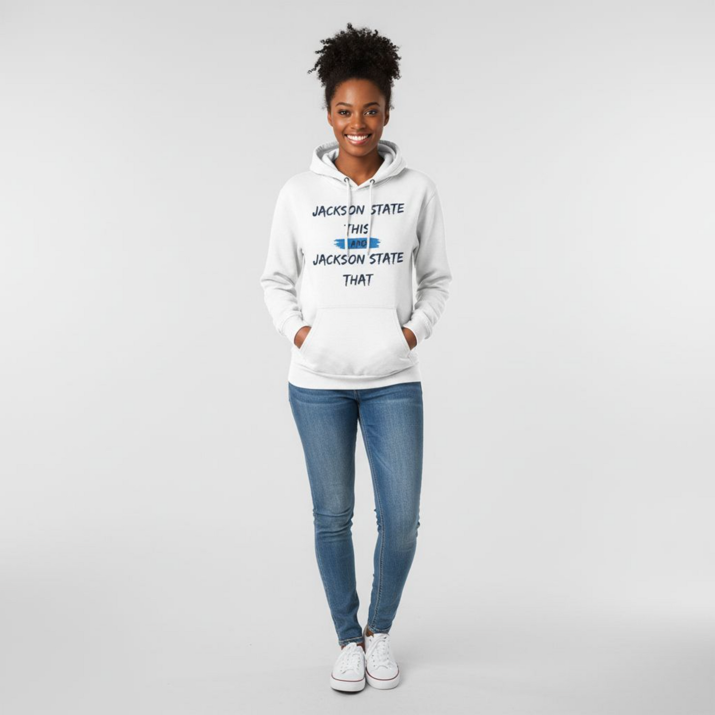 Jackson State This, Jackson State That Women's Block Baby Blue Premium Pullover Hoodie Printify
