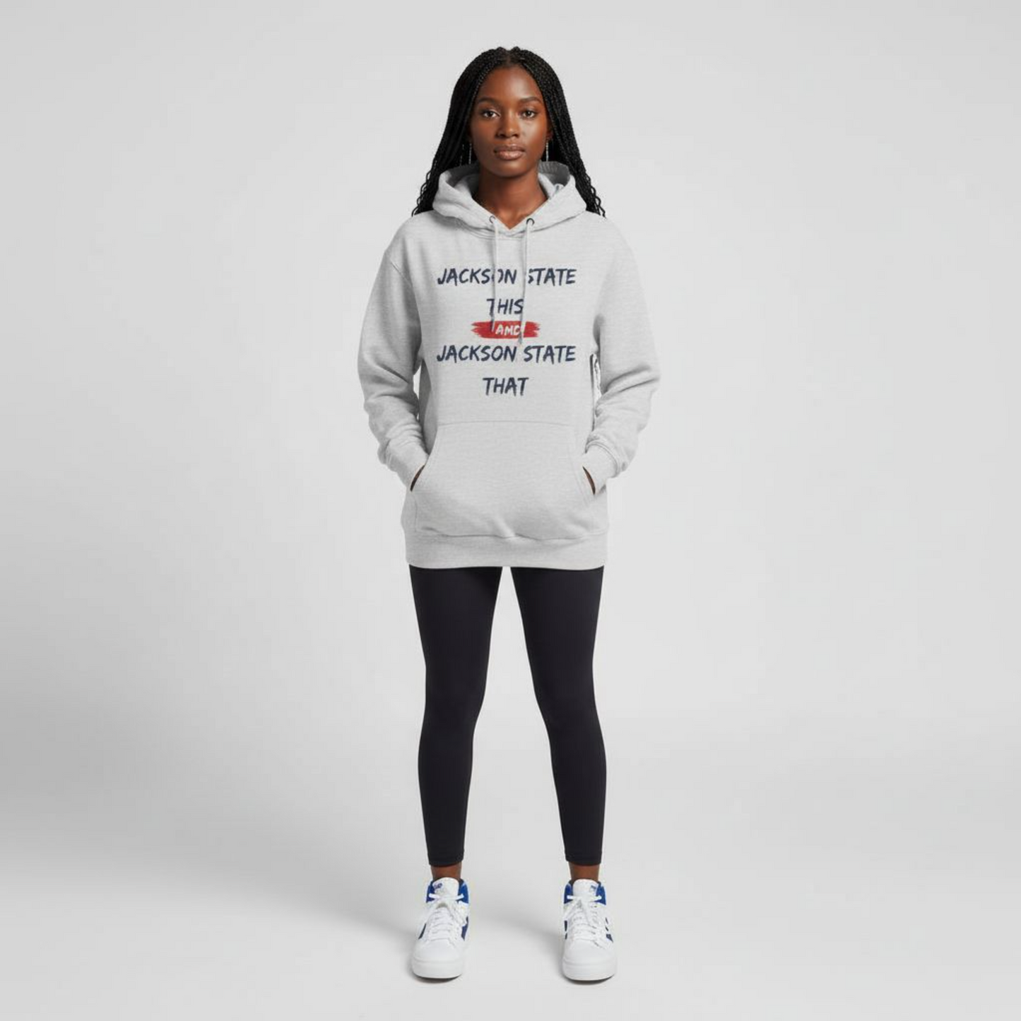 Jackson State This, Jackson State That Women's Block Red Premium Pullover Hoodie Printify
