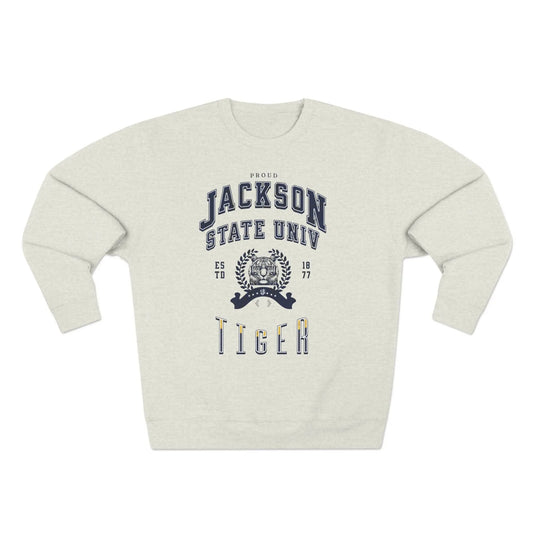 Proud Jackson State Univ Tiger Men's Navy Crewneck Sweatshirt Printify