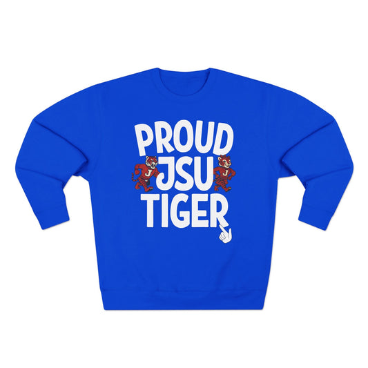 Proud JSU Tiger White Logo Crewneck Sweatshirt Printify
