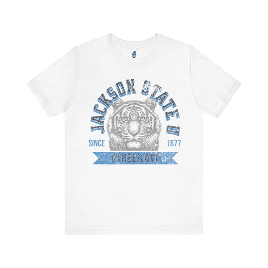 Jackson State Univ #TheeILove Men's Baby Blue Jersey Short Sleeve Tee Printify