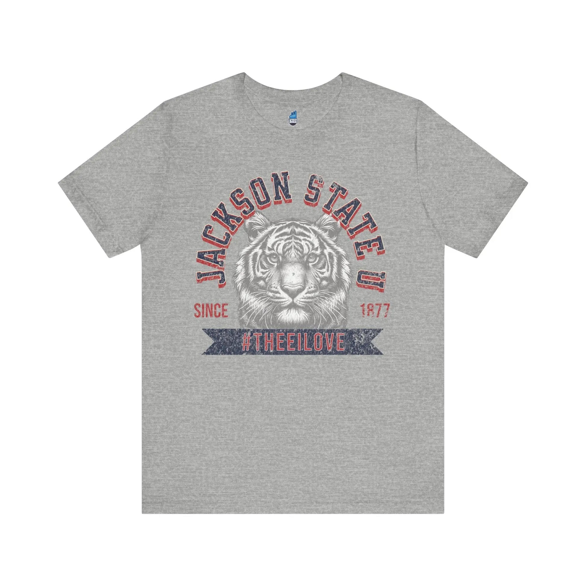 Jackson State Univ #TheeILove Men's Red Jersey Short Sleeve Tee Printify