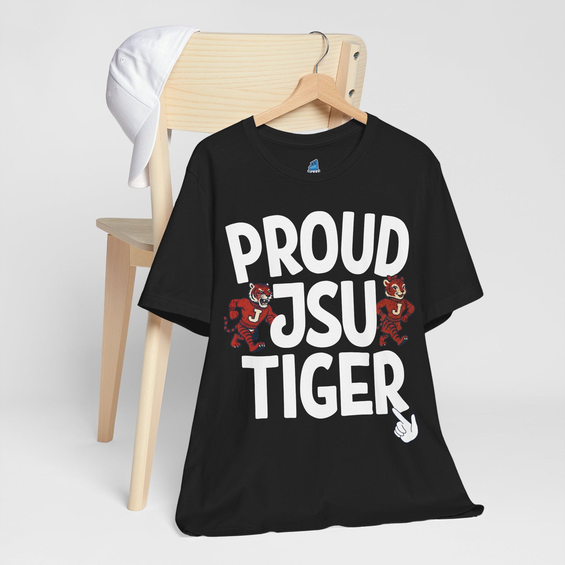 Proud JSU Tiger Mascots Men's White Jersey Short Sleeve Tee Printify