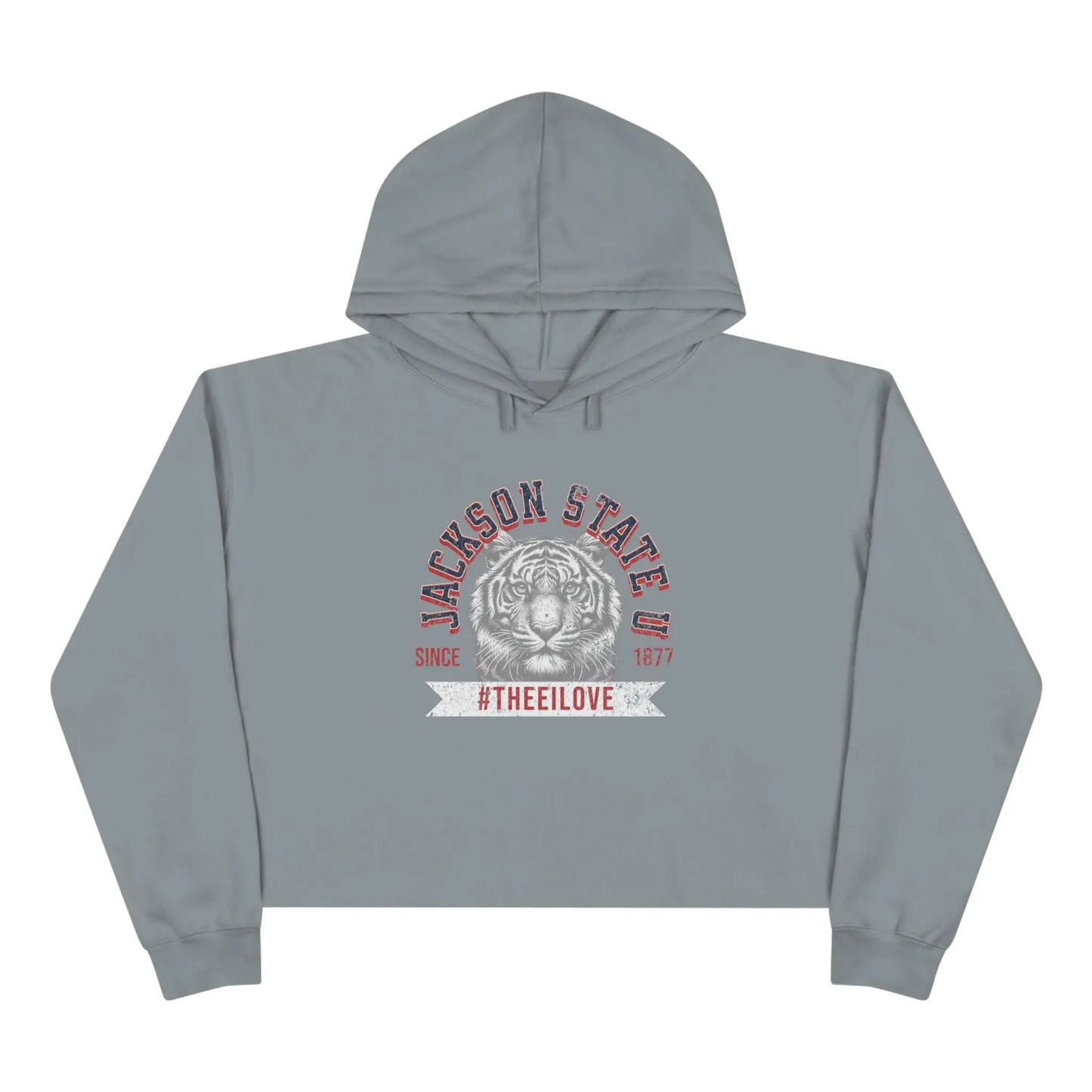 Jackson State Univ #TheeILove Women's White Crop Hoodie Printify