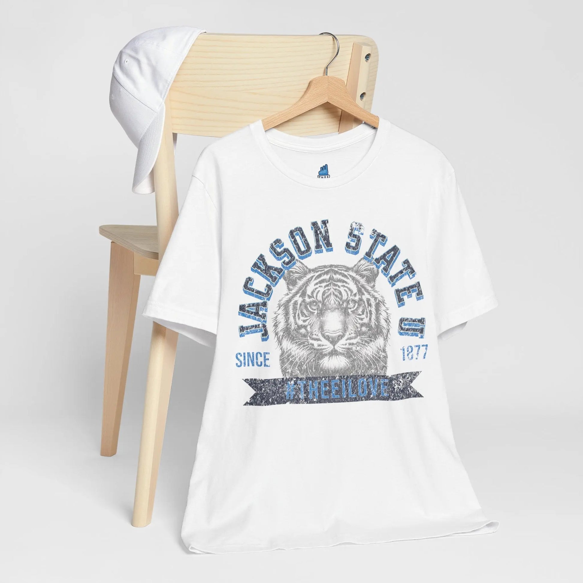 Jackson State Univ #TheeILove Men's Navy Jersey Short Sleeve Tee Printify