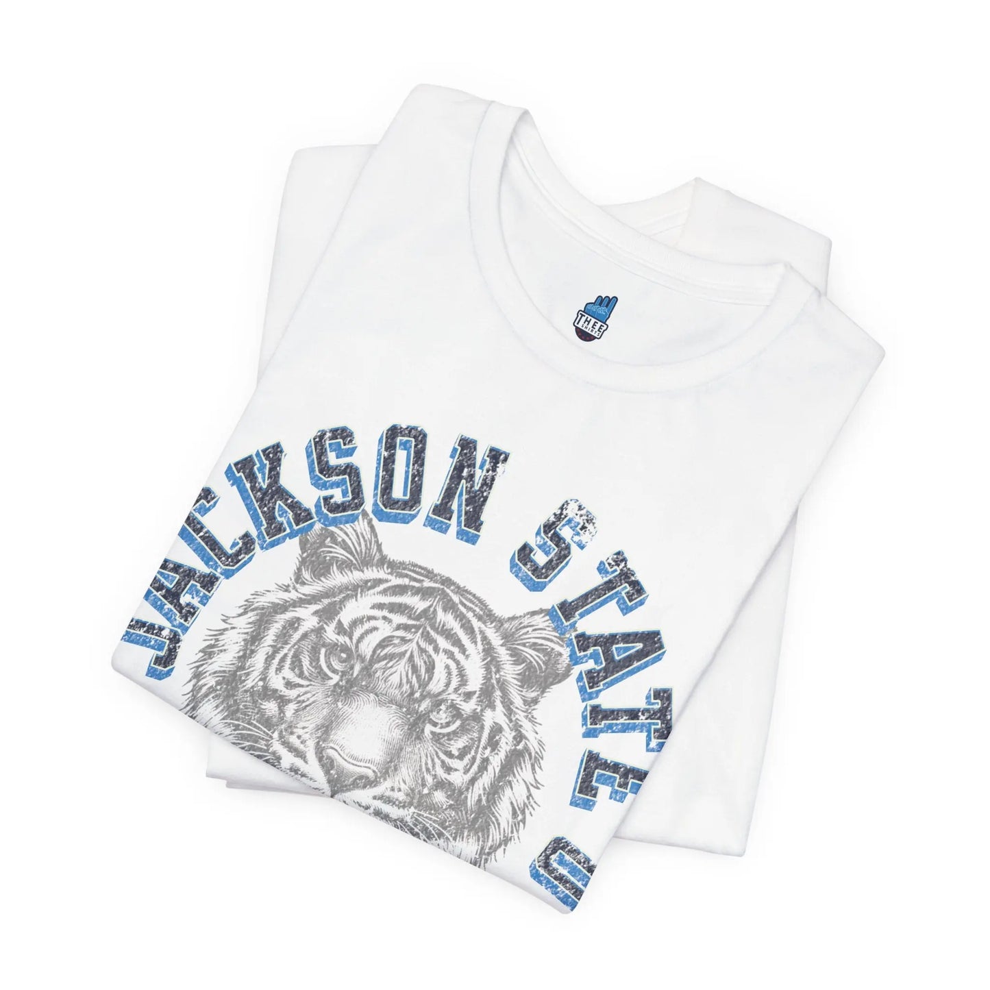 Jackson State Univ #TheeILove Men's Navy Jersey Short Sleeve Tee Printify