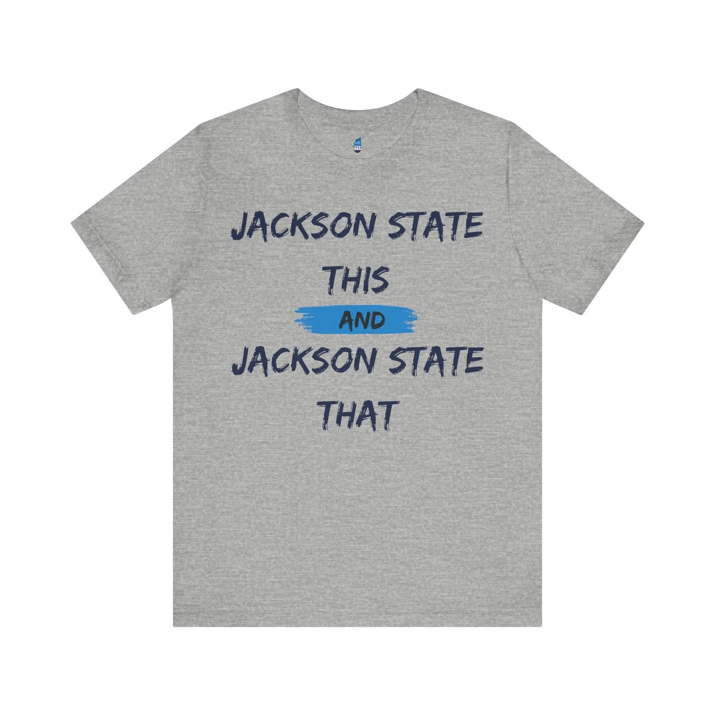 Jackson State This, Jackson State That Navy Baby Blue Block Men's Jersey Short Sleeve Tee Printify