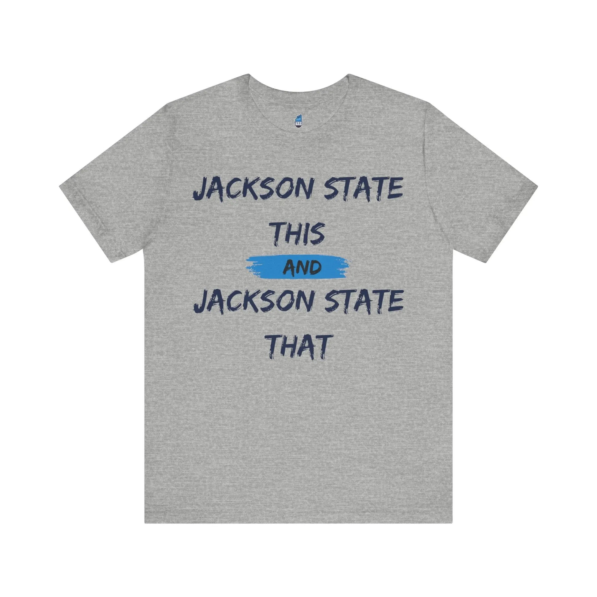 Jackson State This, Jackson State That Navy Baby Blue Block Men's Jersey Short Sleeve Tee Printify