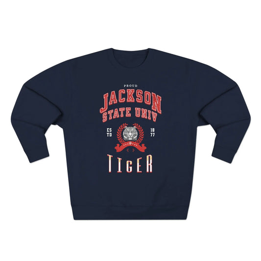 Proud Jackson State Univ Tiger Men's Red Crewneck Sweatshirt Printify