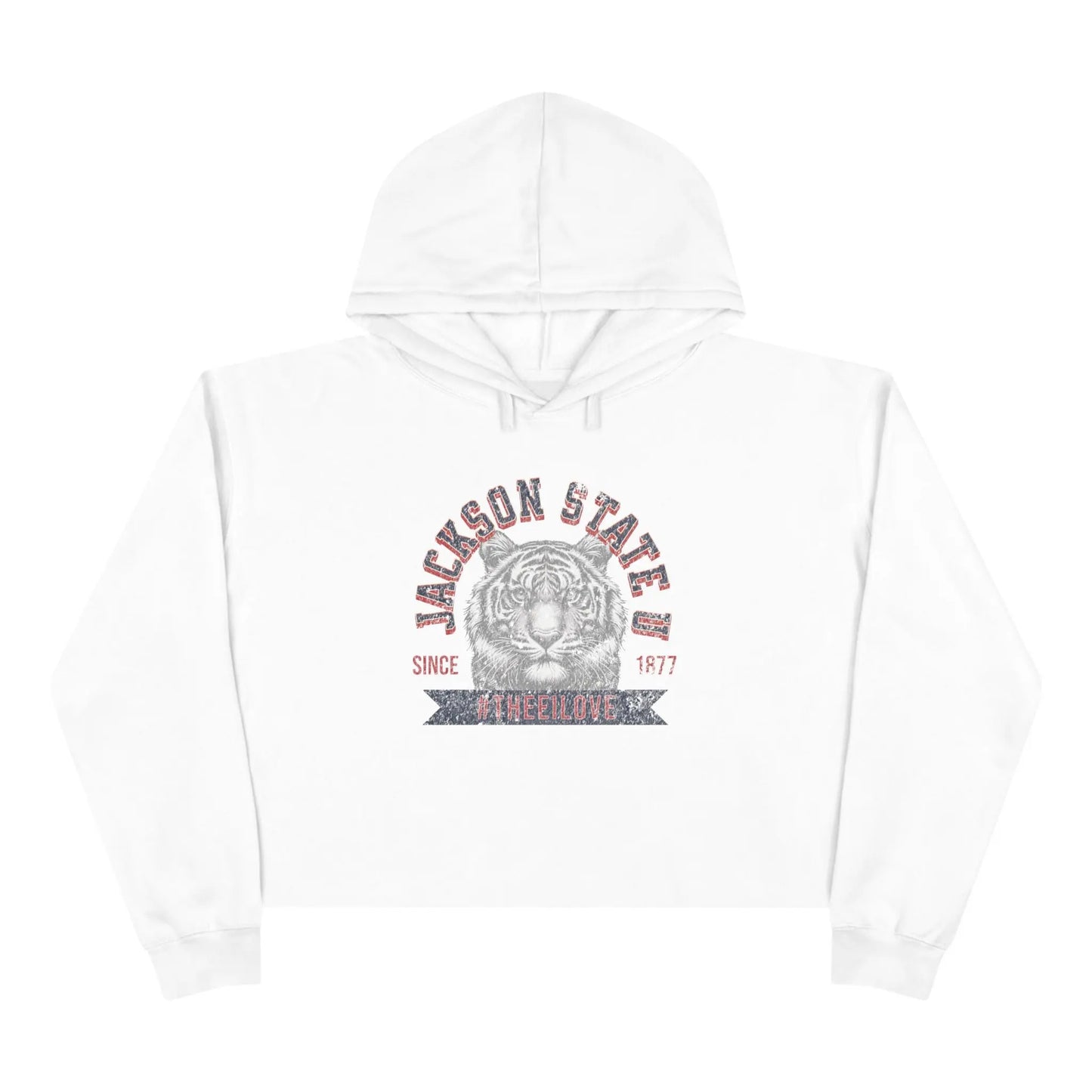 Jackson State Univ #TheeILove Women's Navy Crop Hoodie Printify