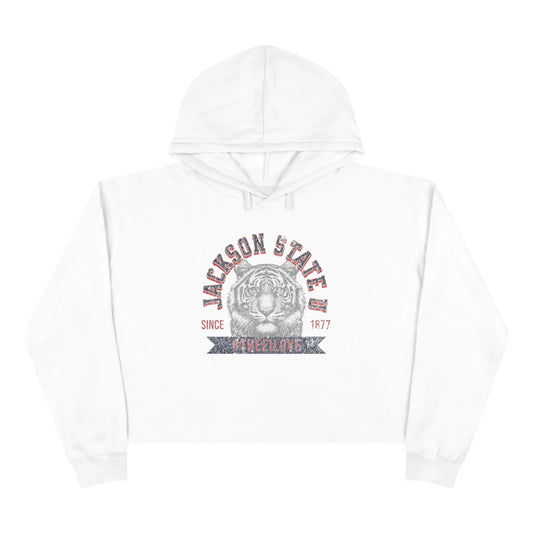 Jackson State Univ #TheeILove Women's Navy Crop Hoodie Printify
