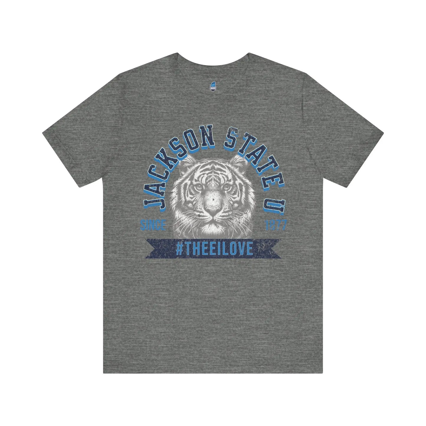 Jackson State Univ #TheeILove Men's Navy Jersey Short Sleeve Tee Printify