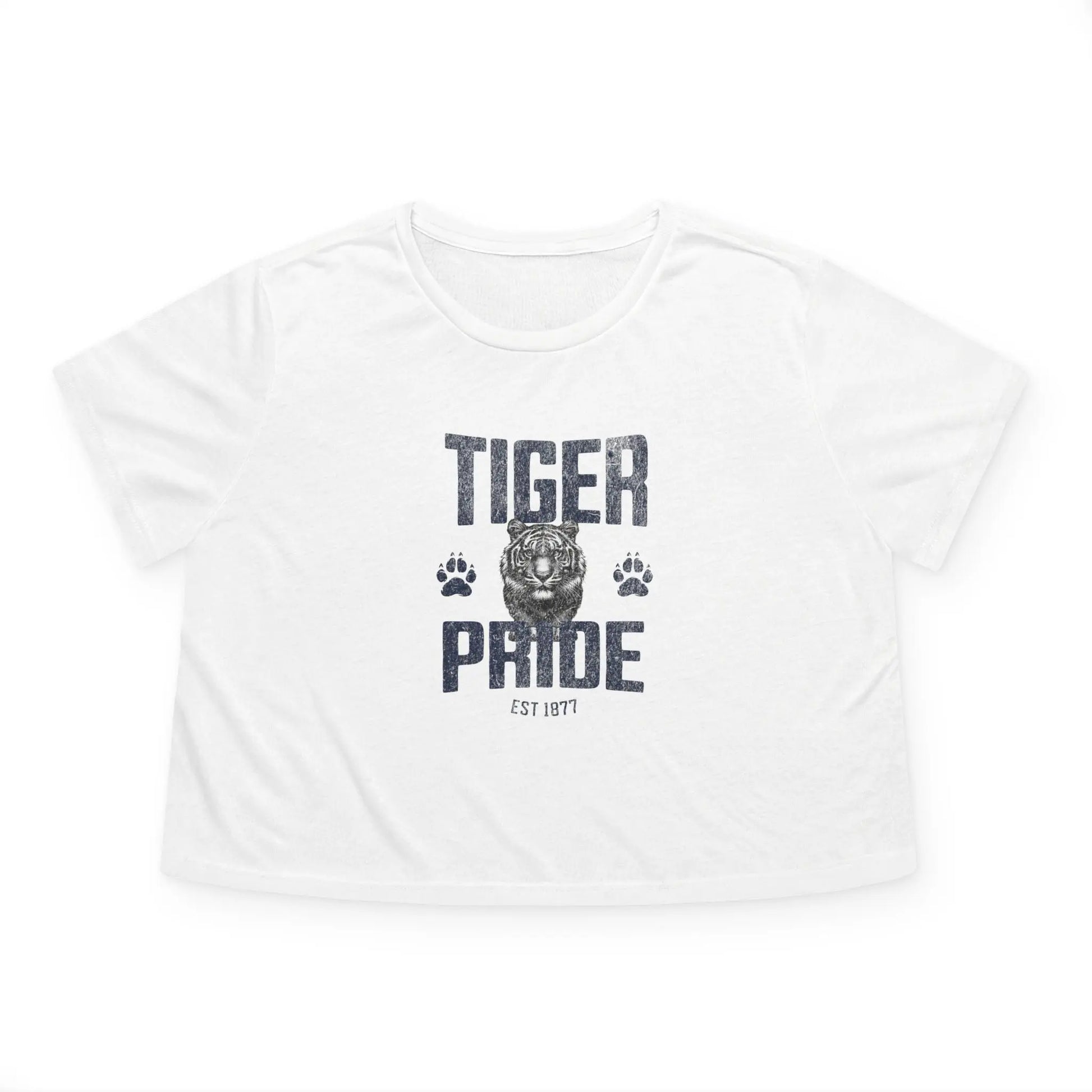 Tiger Pride Tigerhead Navy Women's Flowy Cropped Tee Printify