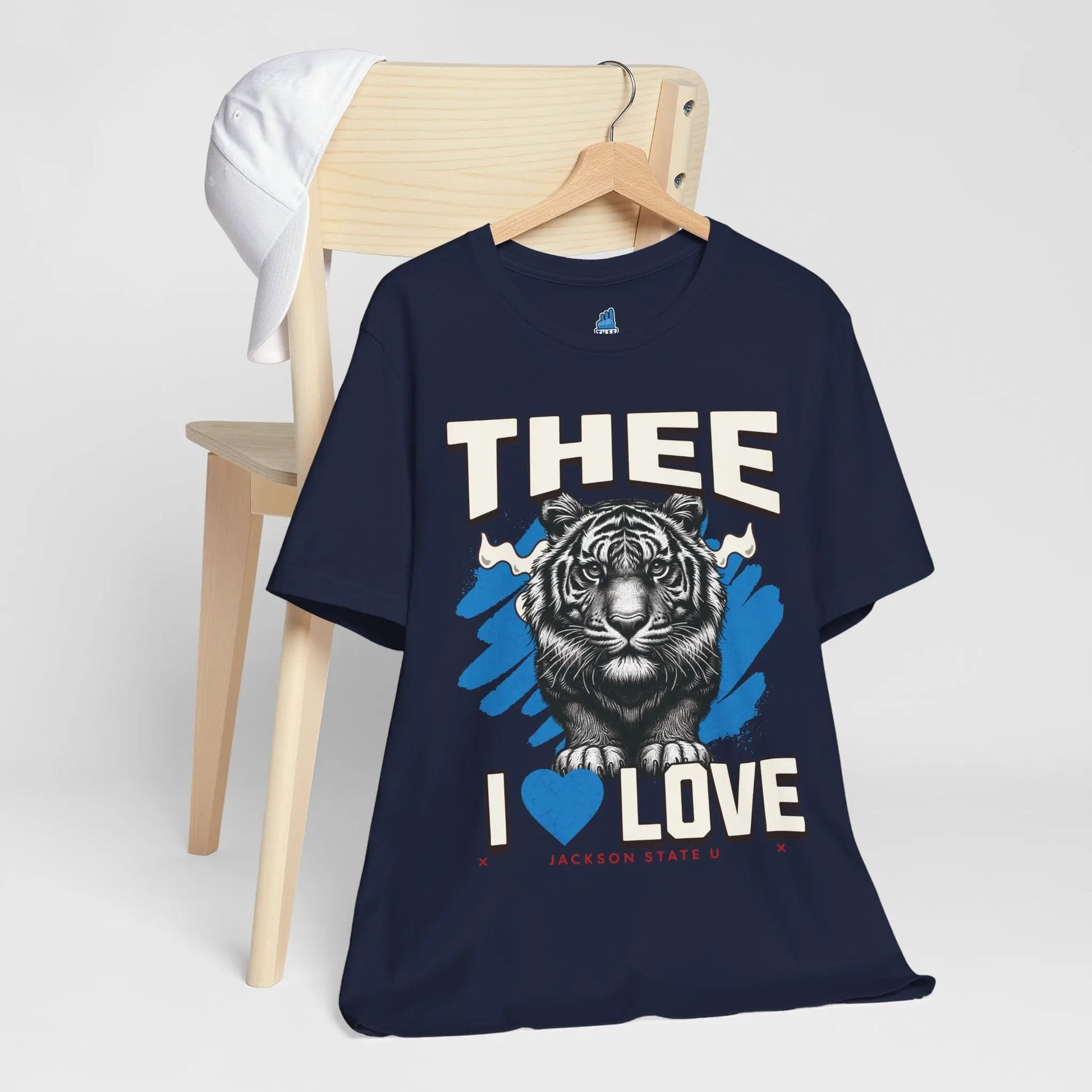 #TheeILove Jackson State U Tigerhead Men's Baby Blue Jersey Short Sleeve Tee Printify