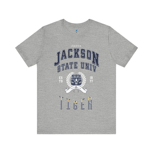 Proud Jackson State Univ Tiger Men's White Jersey Short Sleeve Tee Printify