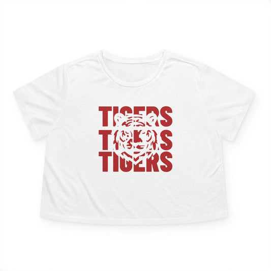 Jackson State Univ Tigers 3X Red Women's Flowy Cropped Tee Printify