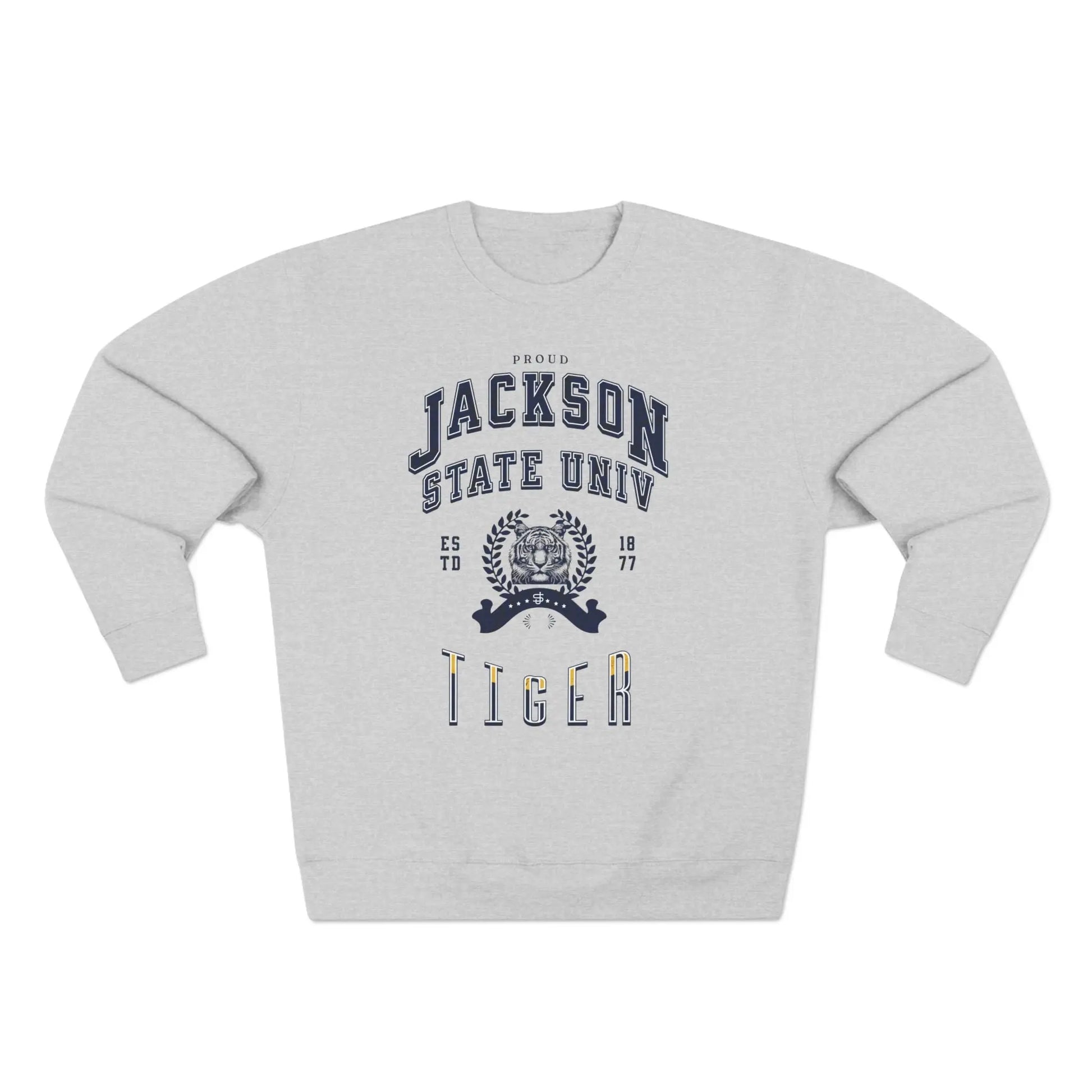 Proud Jackson State Univ Tiger Men's Navy Crewneck Sweatshirt Printify
