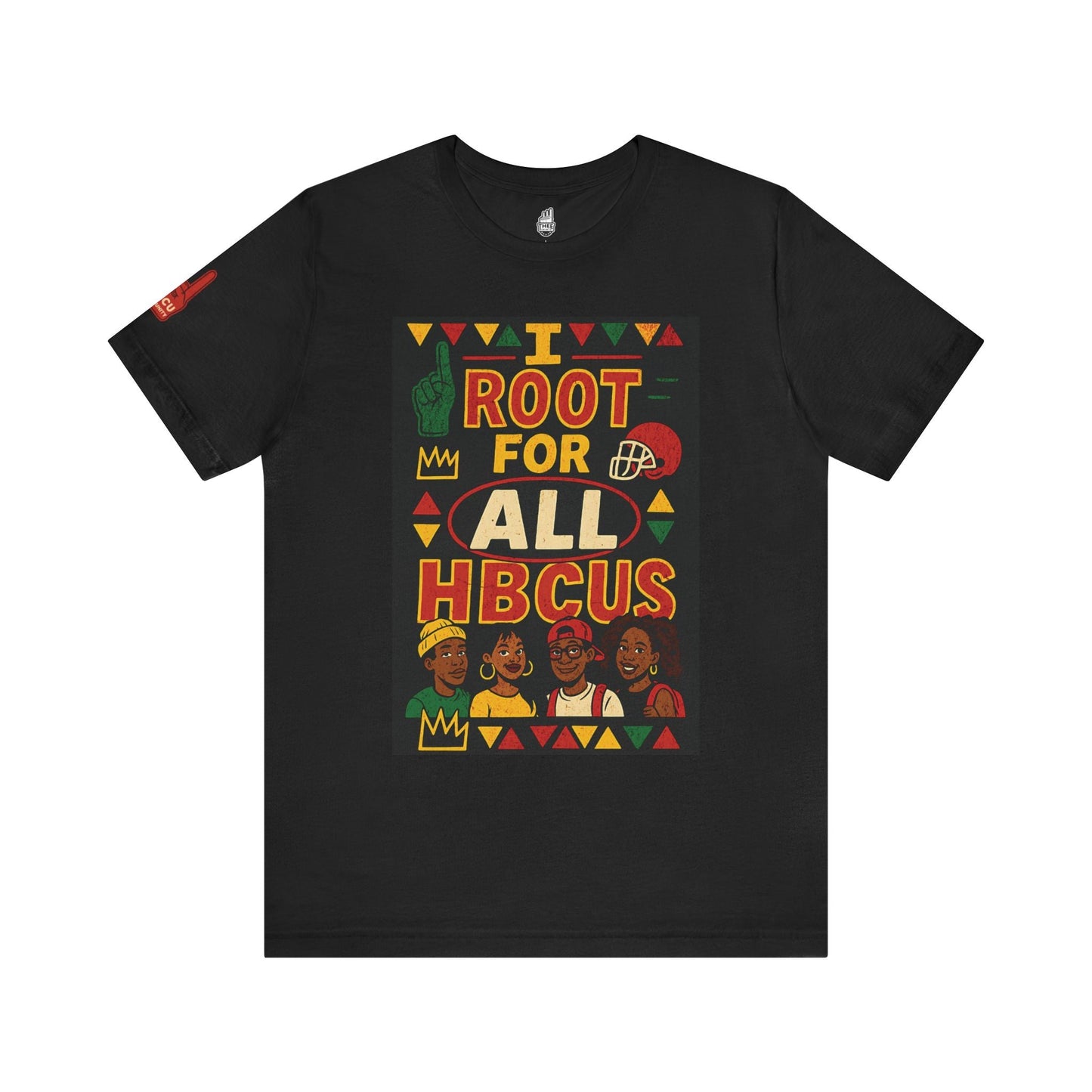 I Root for All HBCUs Illustration Black Jersey Short Sleeve Tee Printify