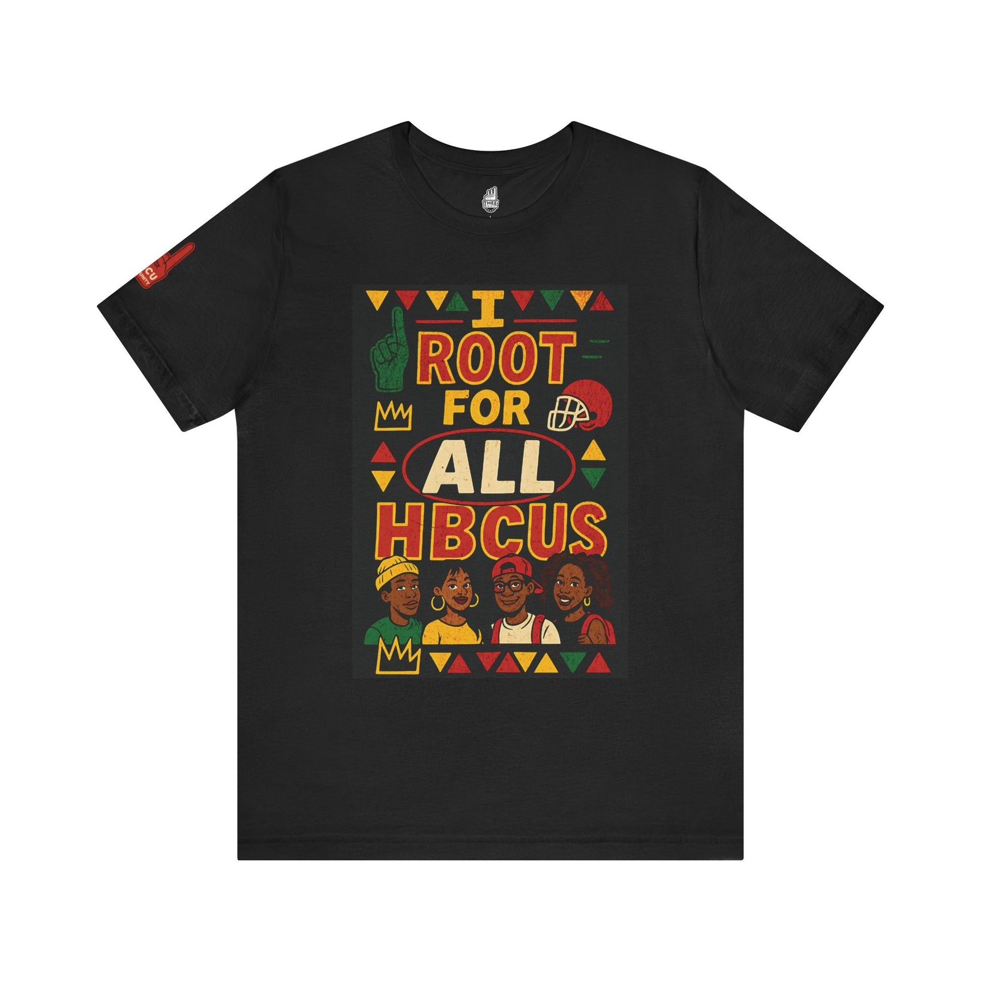 I Root for All HBCUs Illustration Black Jersey Short Sleeve Tee Printify