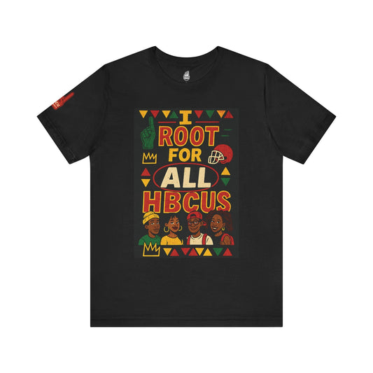 I Root for All HBCUs Illustration Black Jersey Short Sleeve Tee Printify