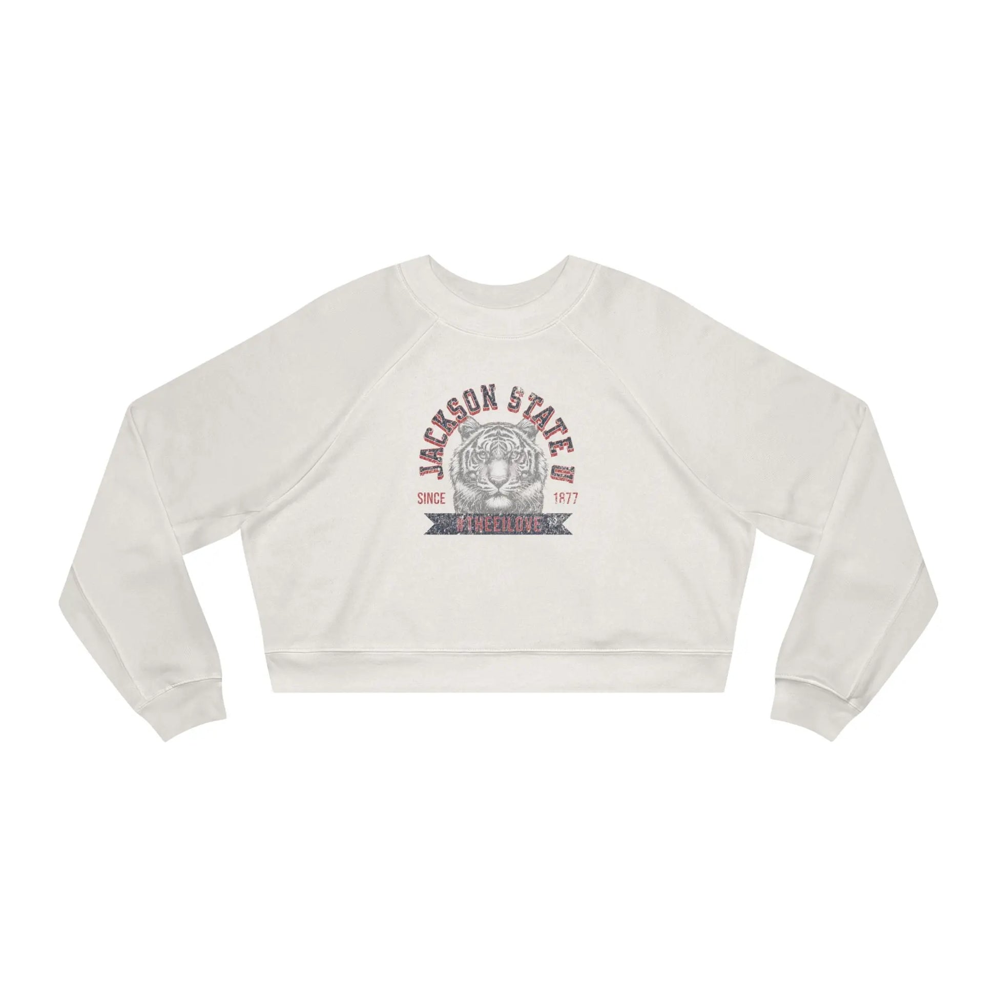 Jackson State Univ #TheeILove Women's Navy Cropped Fleece Pullover Printify