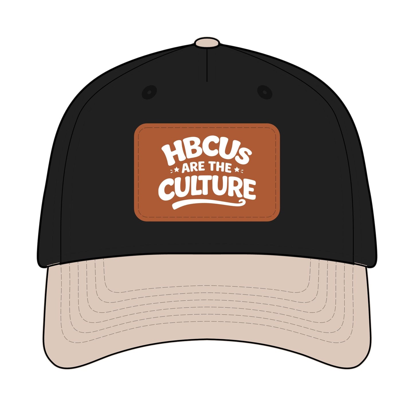 HBCUs are the Culture Embroidered Leather Patch Hat White - Mid Profile Baseball Cap with Leather Patch Printify