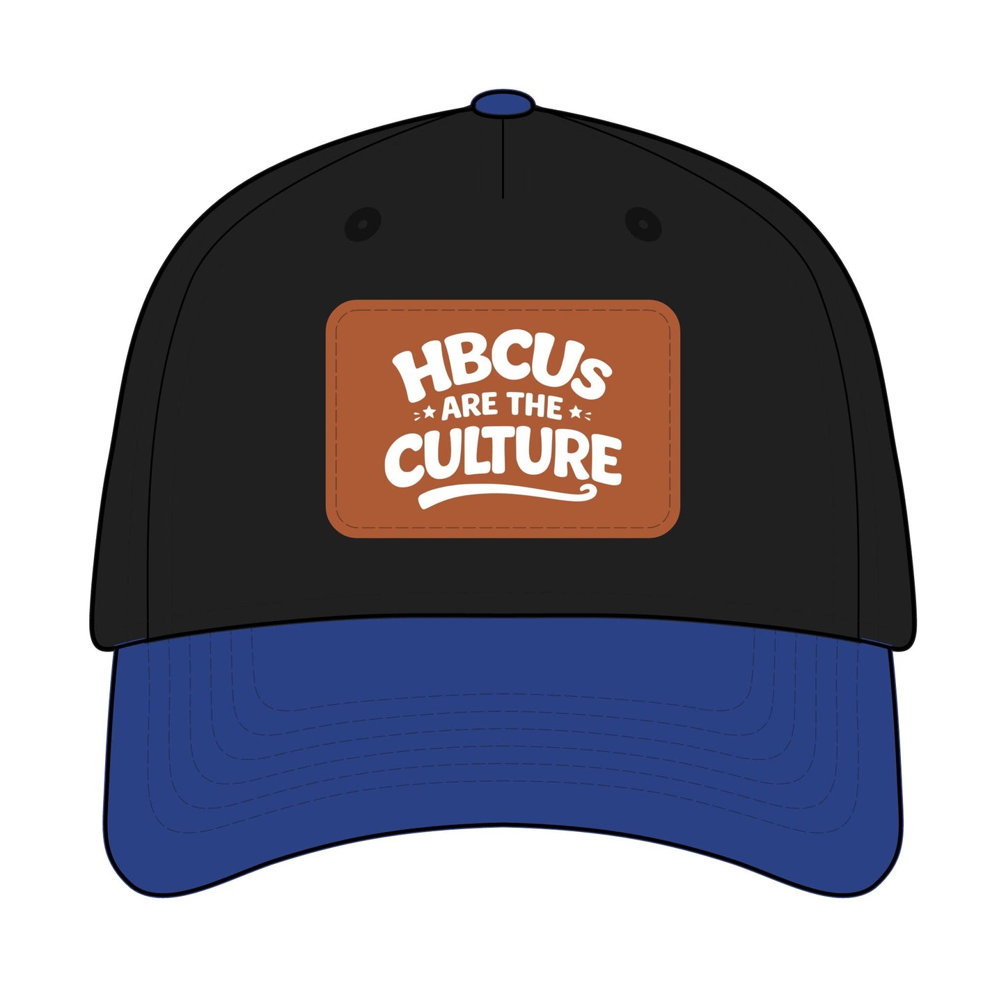HBCUs are the Culture Embroidered Leather Patch Hat White - Mid Profile Baseball Cap with Leather Patch Printify