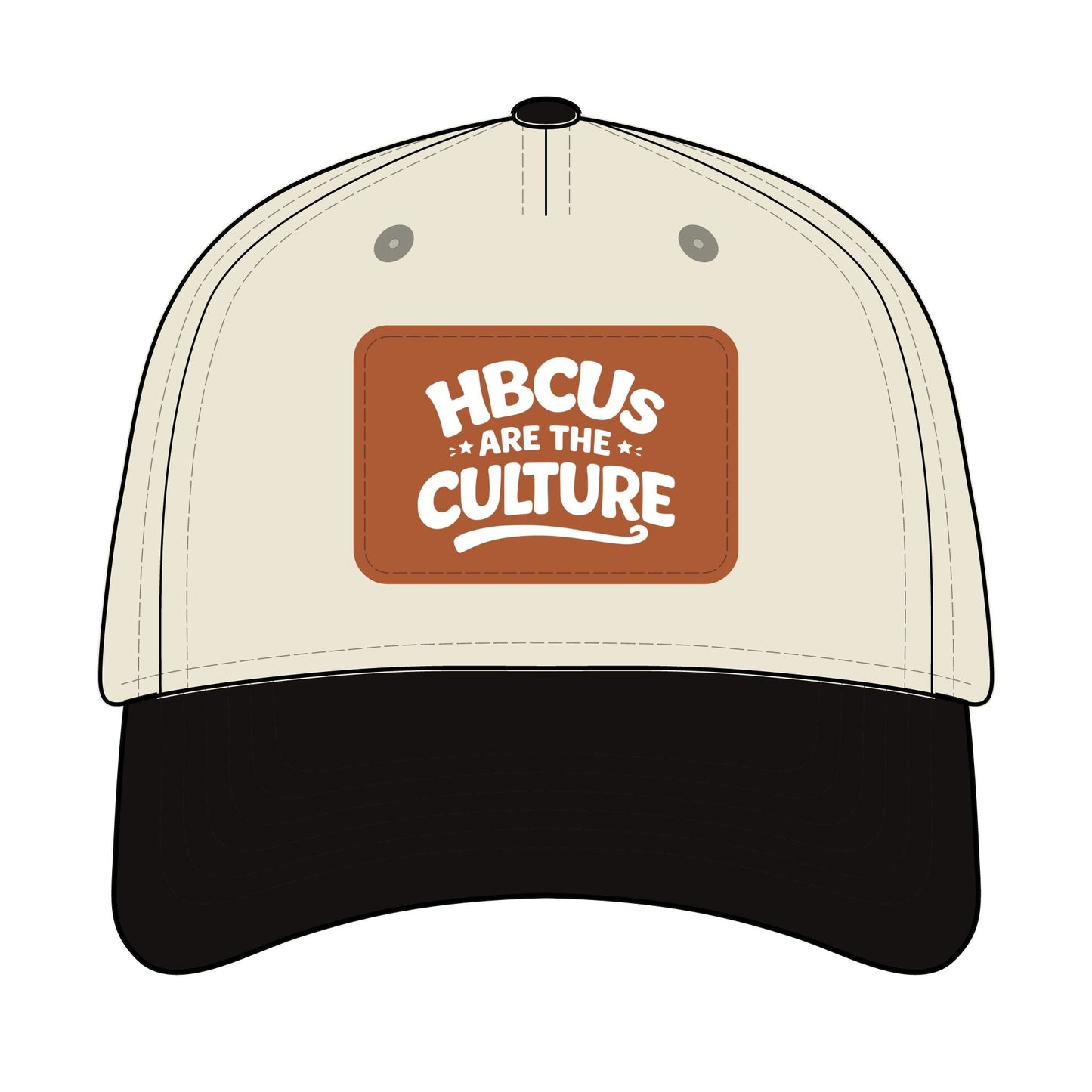 HBCUs are the Culture Embroidered Leather Patch Hat White - Mid Profile Baseball Cap with Leather Patch Printify
