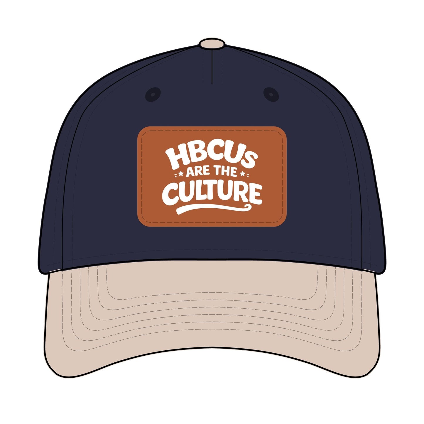 HBCUs are the Culture Embroidered Leather Patch Hat White - Mid Profile Baseball Cap with Leather Patch Printify