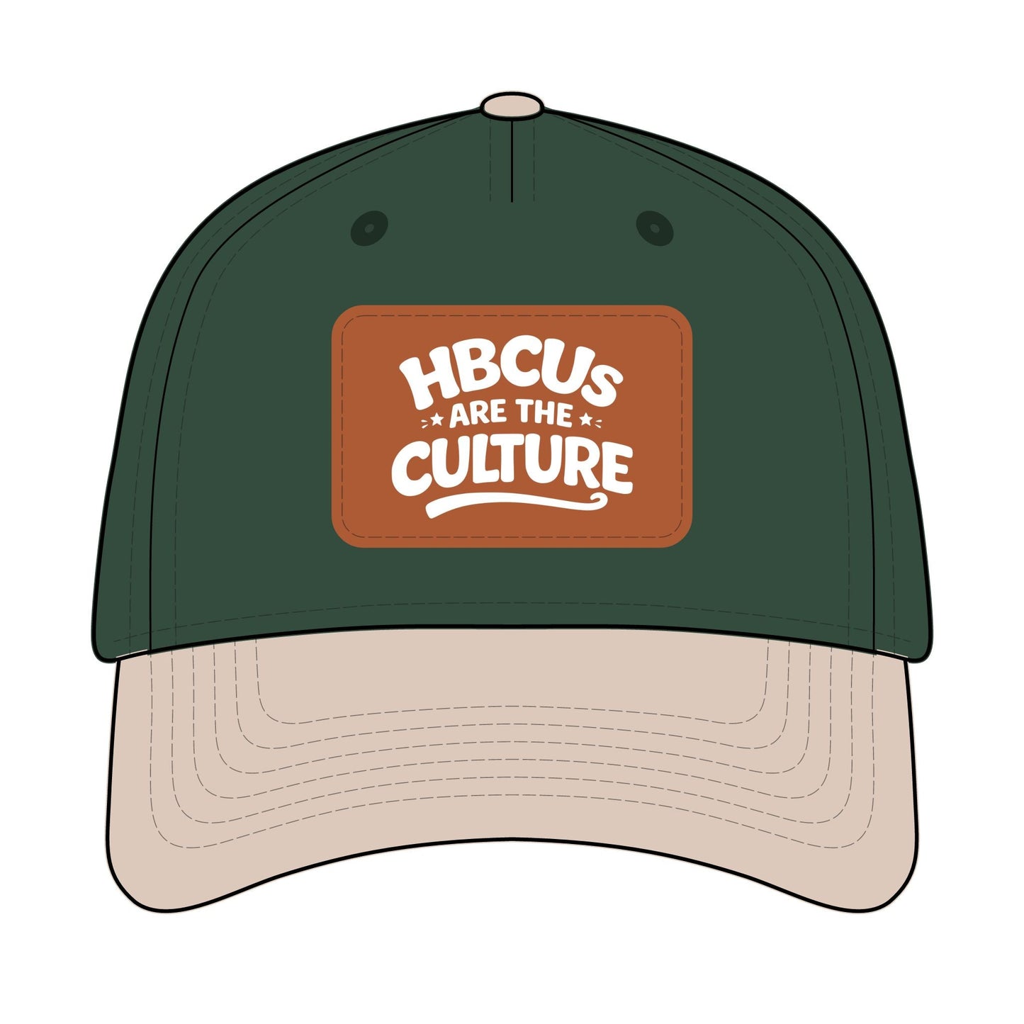 HBCUs are the Culture Embroidered Leather Patch Hat White - Mid Profile Baseball Cap with Leather Patch Printify