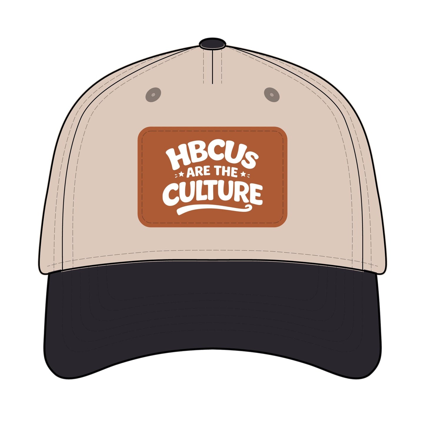 HBCUs are the Culture Embroidered Leather Patch Hat White - Mid Profile Baseball Cap with Leather Patch Printify