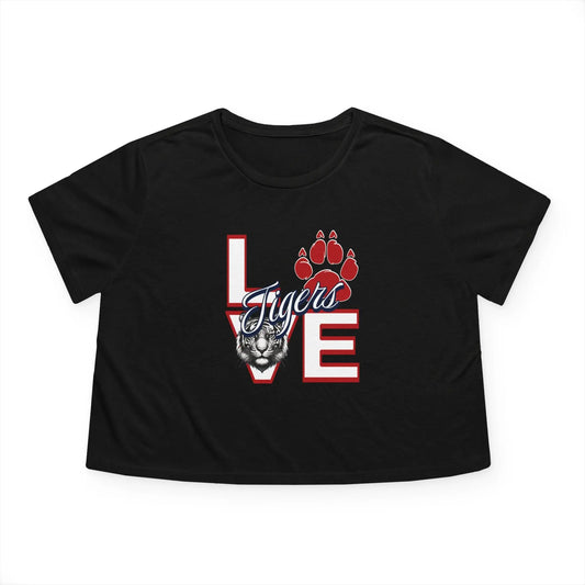 Love Tigers Black Women's Flowy Cropped Tee Printify