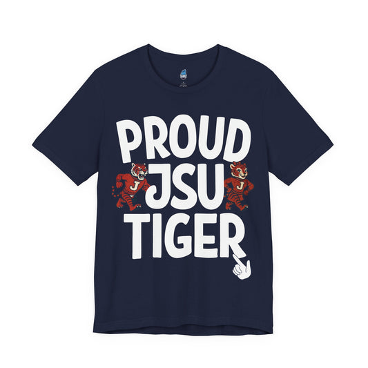Proud JSU Tiger Mascots Men's White Jersey Short Sleeve Tee Printify
