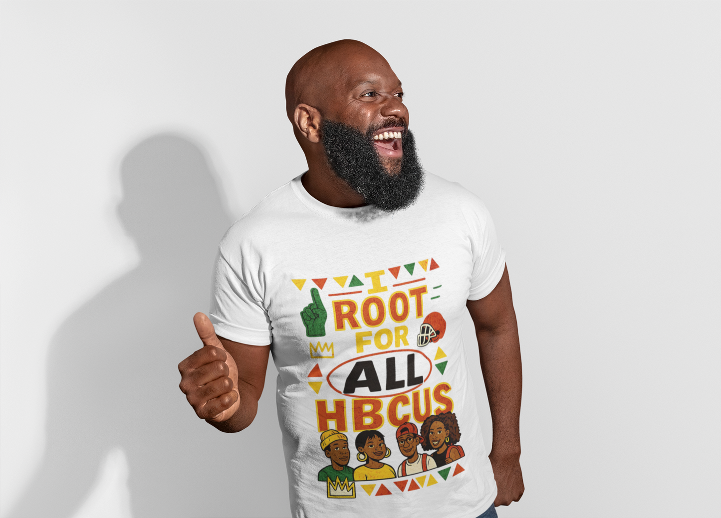 I Root for All HBCUs Illustration White Jersey Short Sleeve Tee - Thee Shirts