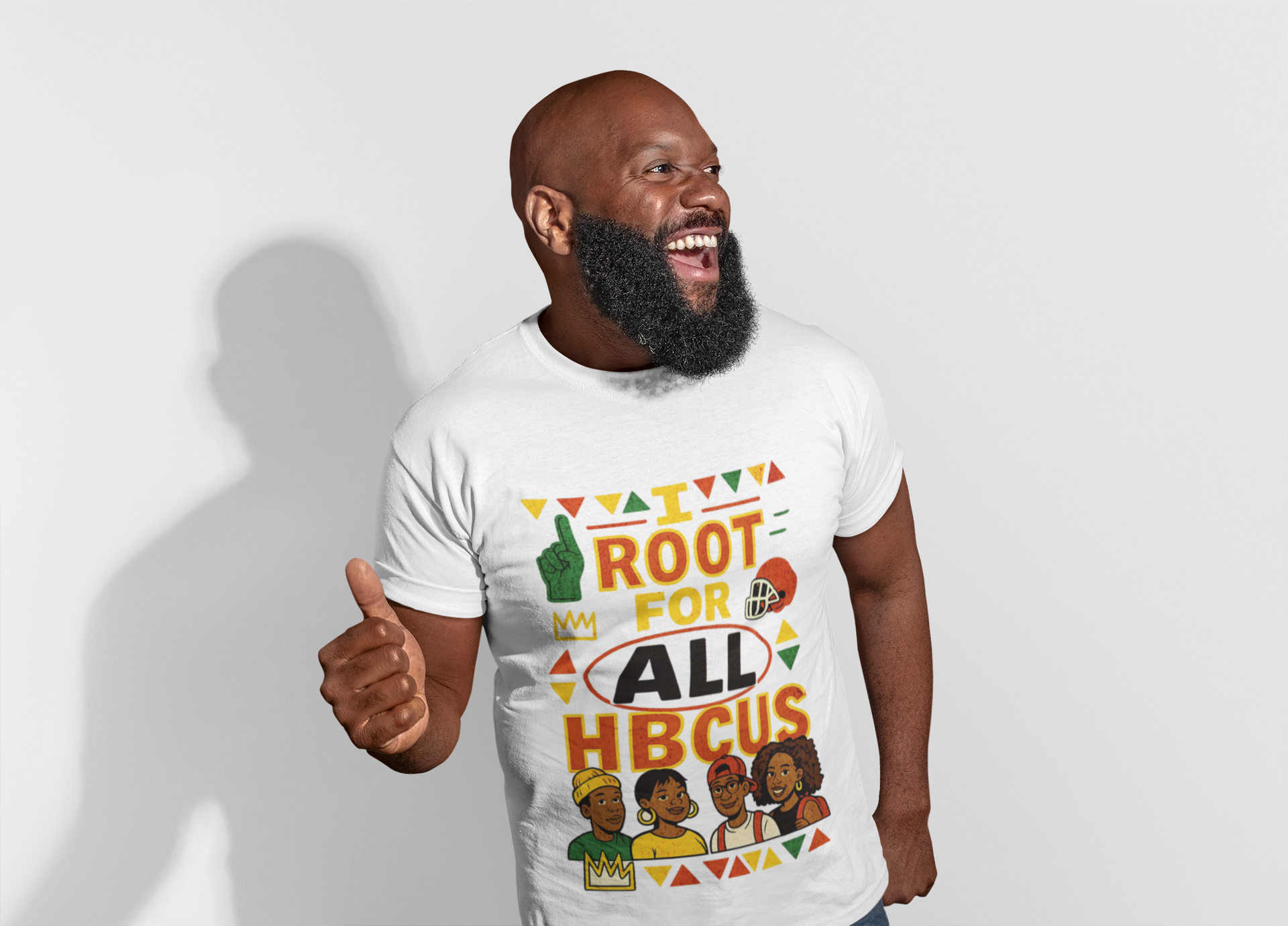 I Root for All HBCUs Illustration White Jersey Short Sleeve Tee - Thee Shirts