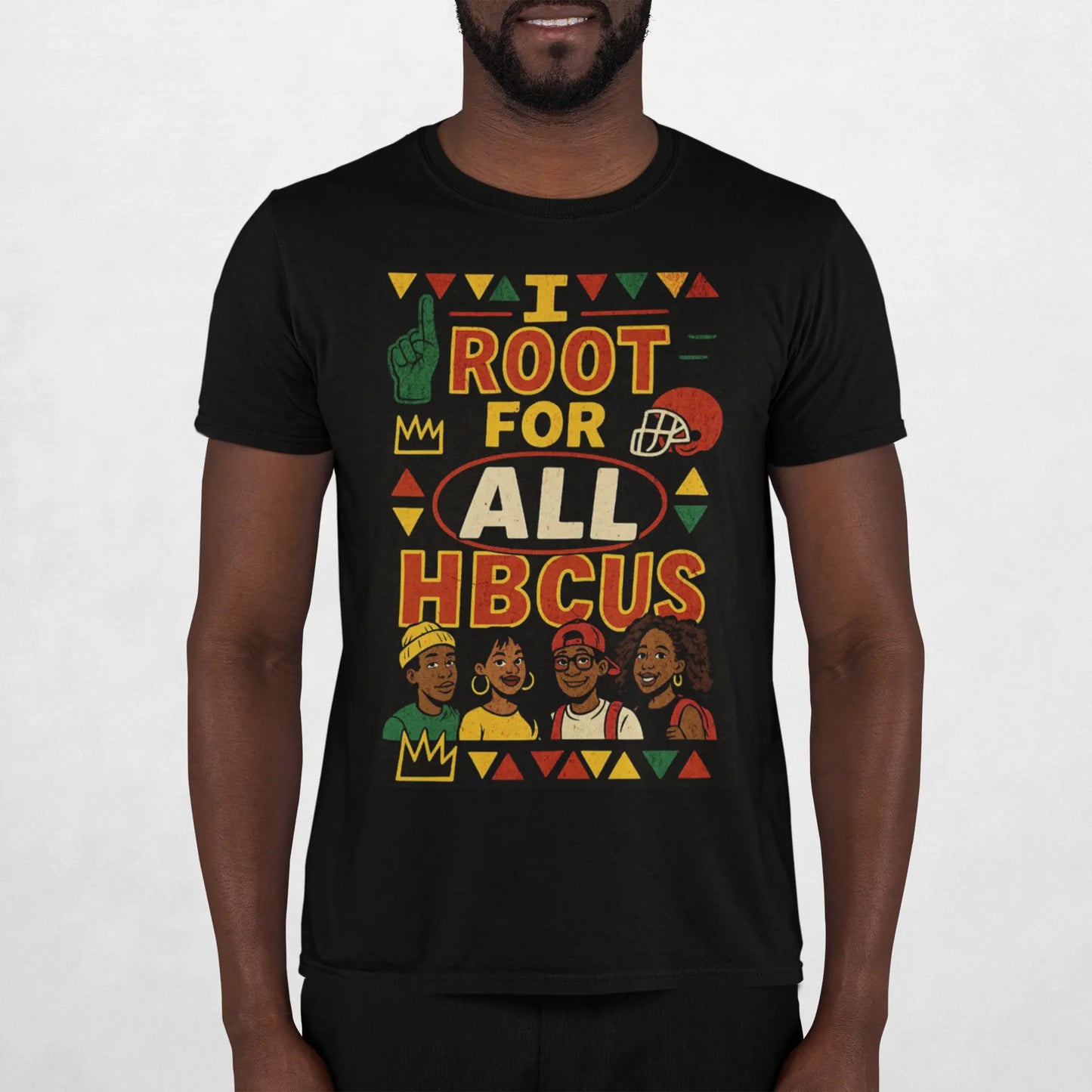 I Root for All HBCUs Illustration Black Jersey Short Sleeve Tee Printify