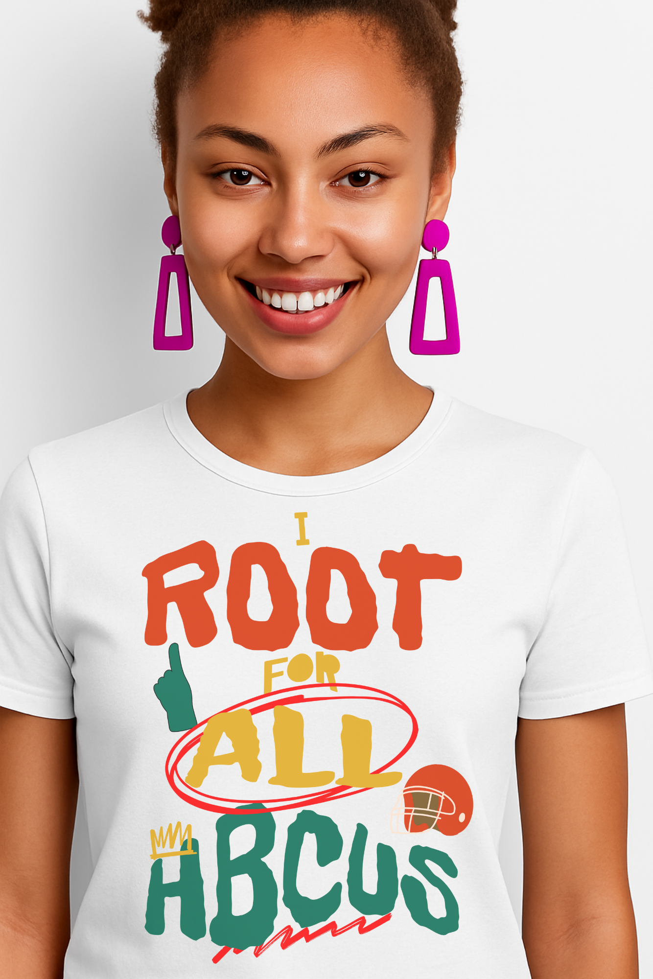 I Root for All HBCUs Illustration White Jersey Short Sleeve Tee - Thee Shirts