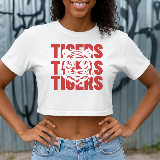 Jackson State Univ Tigers 3X Red Women's Flowy Cropped Tee Printify