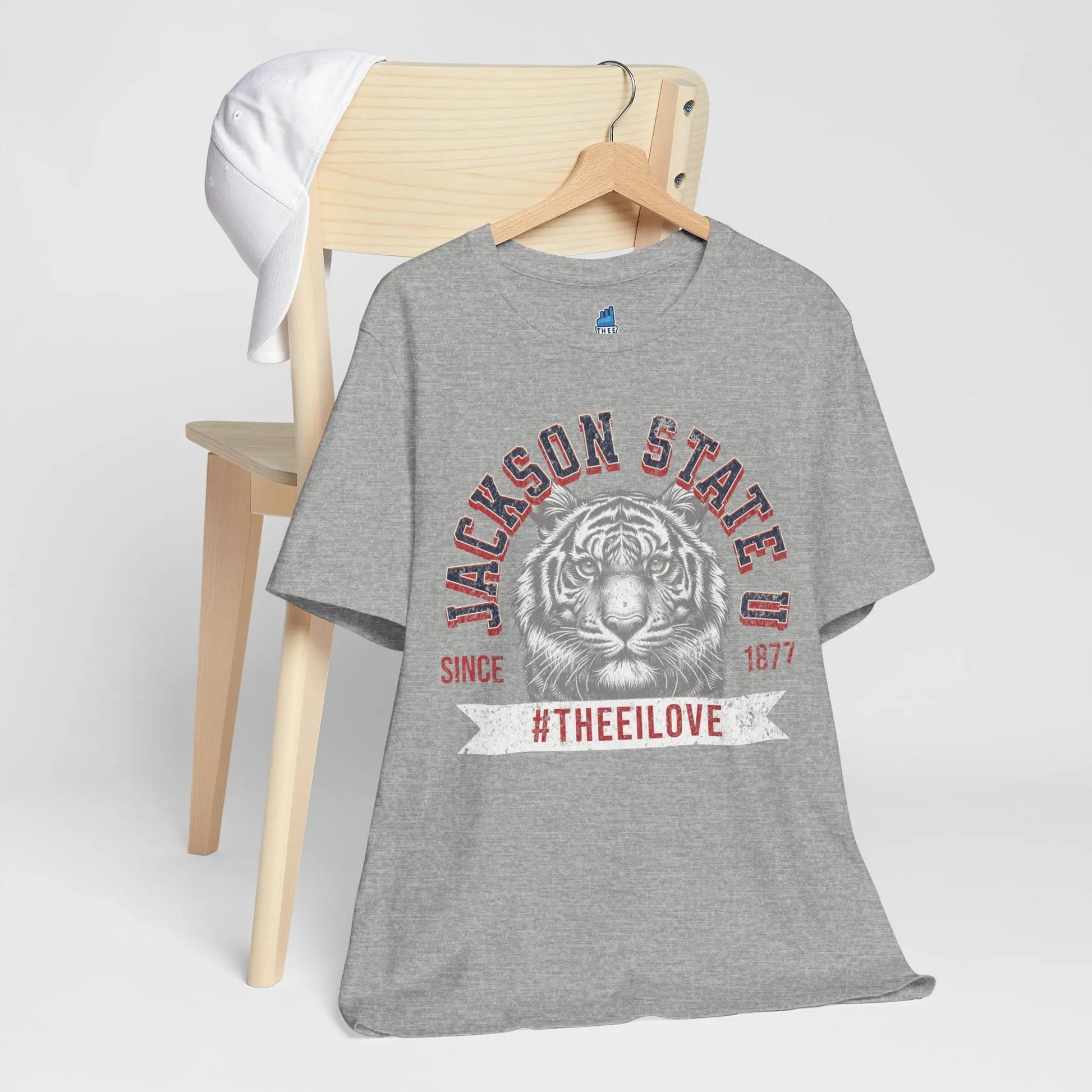Jackson State Univ #TheeILove Men's White Jersey Short Sleeve Tee Printify