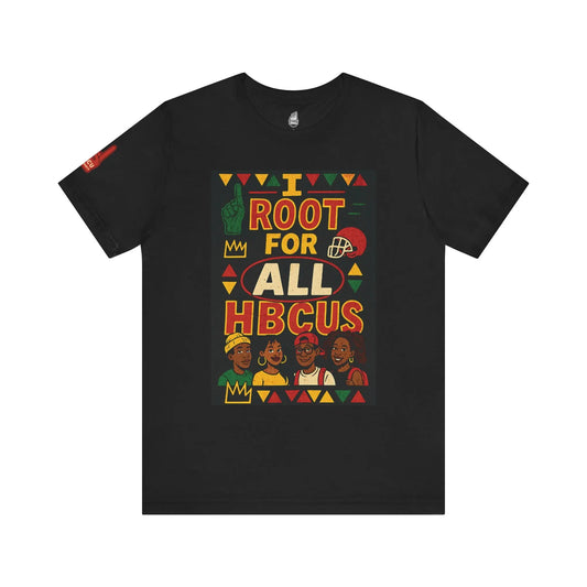 I Root for All HBCUs Illustration Black Jersey Short Sleeve Tee Printify