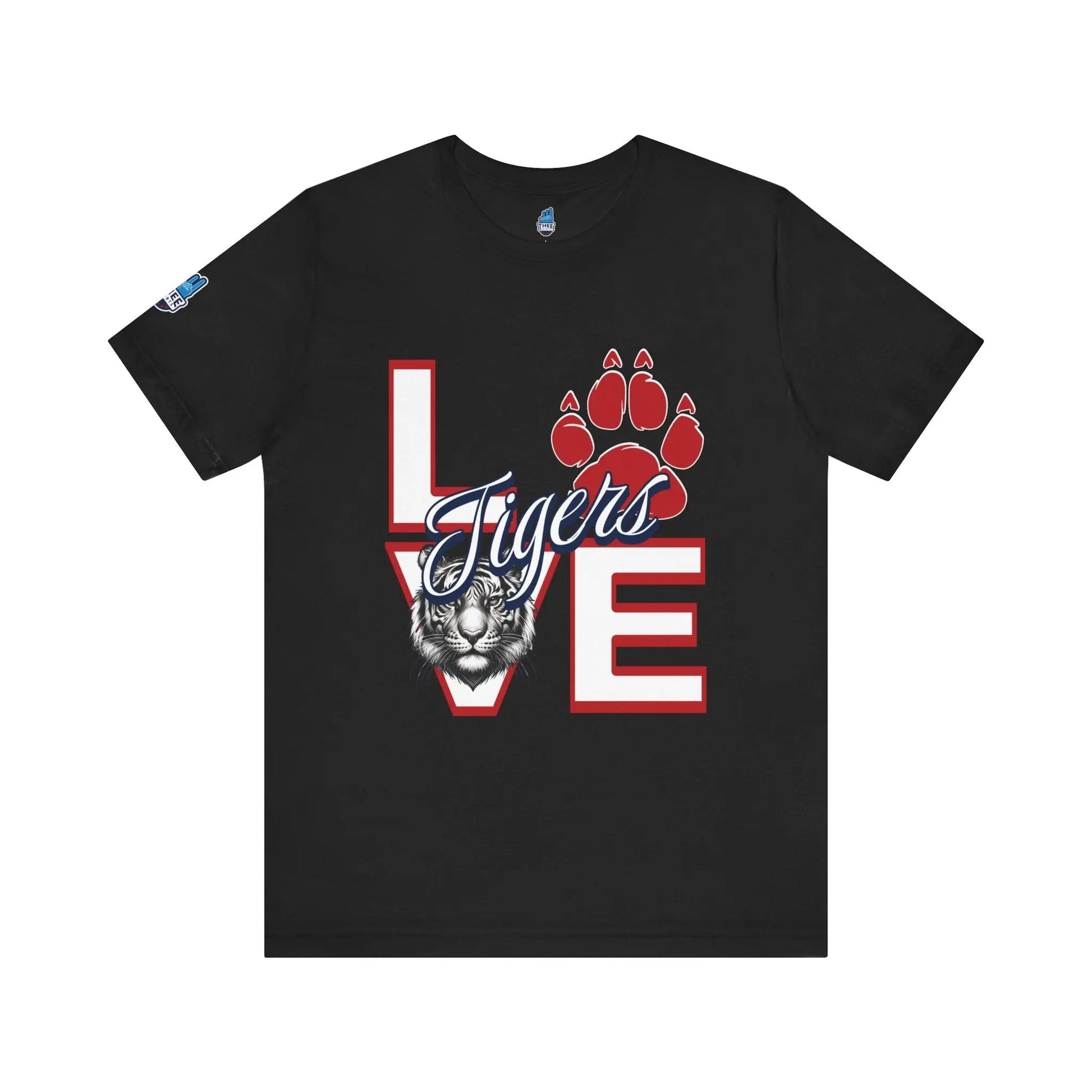 Love Tigers Varsity Men's Black Jersey Short Sleeve Tee Printify