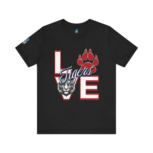 Love Tigers Varsity Men's Black Jersey Short Sleeve Tee Printify