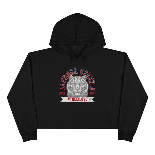 Jackson State Univ #TheeILove Women's White Crop Hoodie Printify