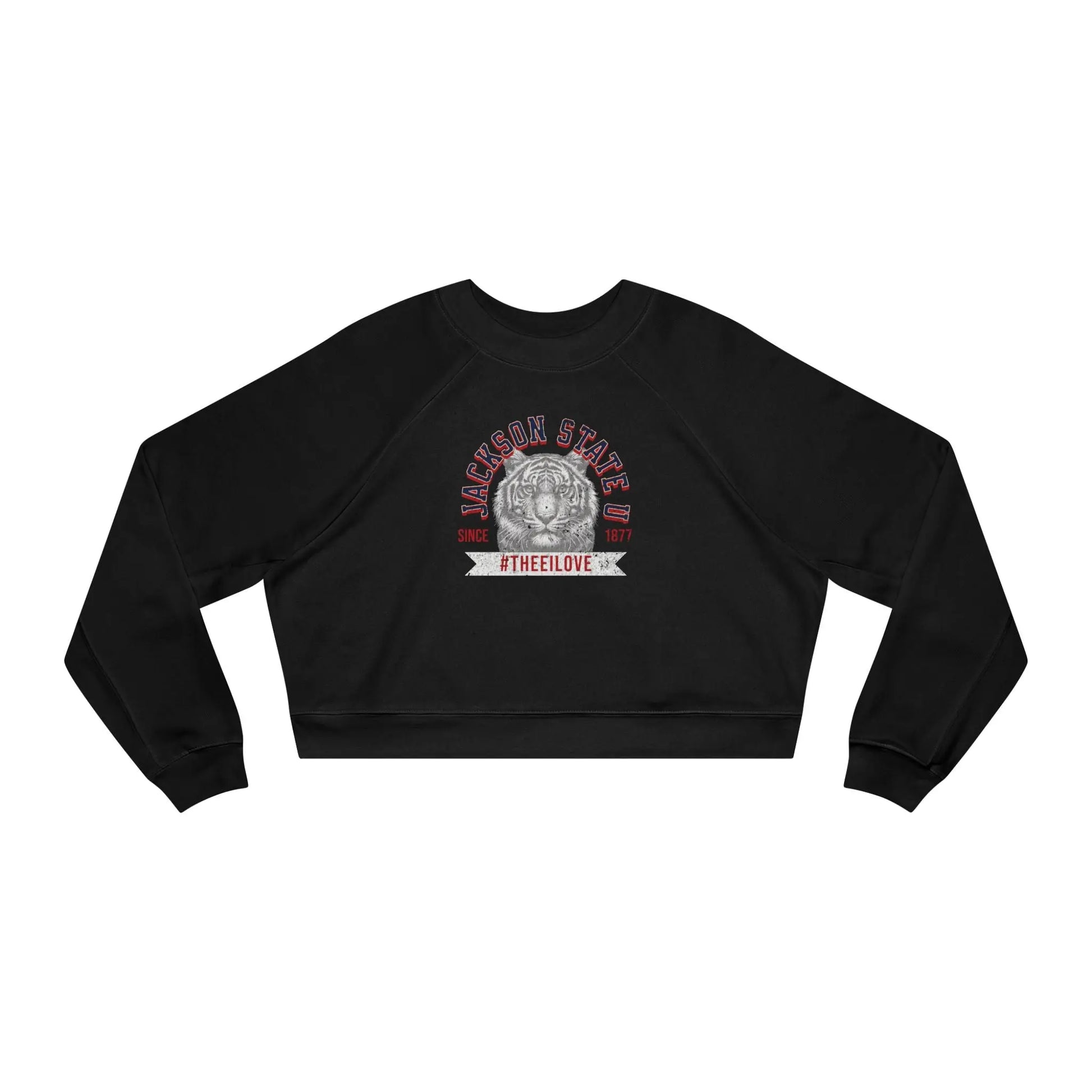 Jackson State Univ #TheeILove Women's White Cropped Fleece Pullover Printify