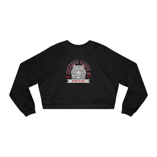 Jackson State Univ #TheeILove Women's White Cropped Fleece Pullover Printify