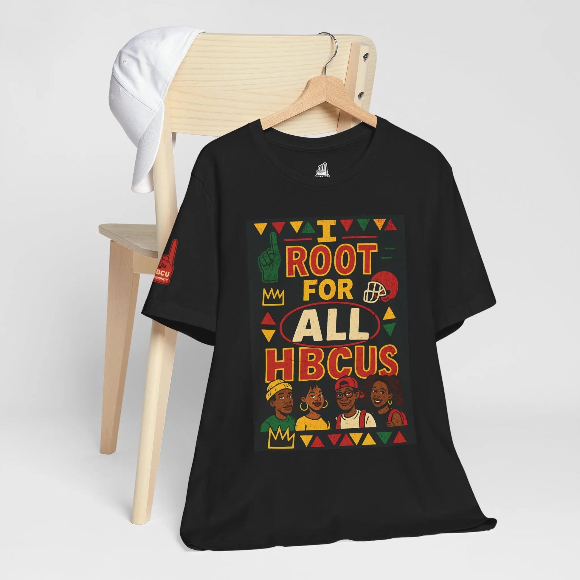 I Root for All HBCUs Illustration Black Jersey Short Sleeve Tee Printify